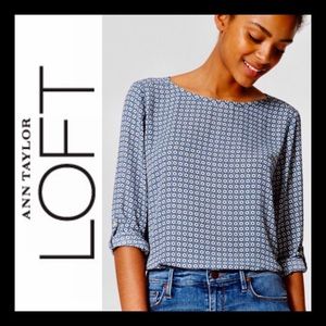 Loft floral tab long sleeve blouse XXSP